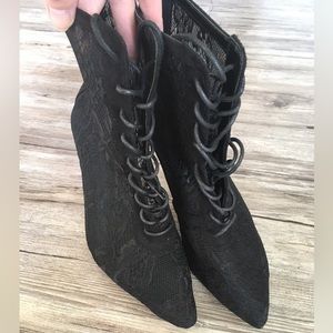 Black lace heel boots size Eur40 (fit like size 9)